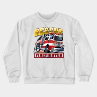 Cartoon Fire Truck Crewneck Sweatshirt